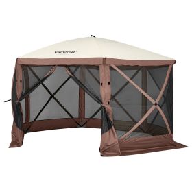 VEVOR Pop Up Gazebo Tent, Pop-Up Screen Tent 6 Sided Canopy Sun Shelter with 6 Removable Privacy Wind Cloths & Mesh Windows