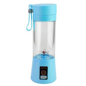 Portable Juicer Blender USB Rechargeable Juicer Cup Fruit Baby Food Mixing Machine w/ 6 Blades Powerful Motor (Option: 380MLUSBJuicerCup Blue)
