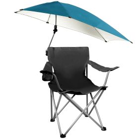 Foldable Beach Chair with Detachable Umbrella Armrest Adjustable Canopy Stool with Cup Holder Carry Bag for Camping Poolside Travel Picnic Lawn Chair (Option: BeachChair Black)
