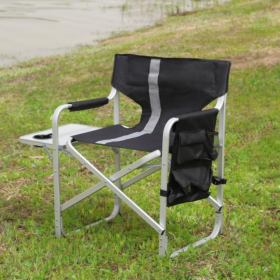 Padded Foldable Lightweight Oversized Outdoor Chair With Side Table And Storage Bag (Option: Blackgrey1)