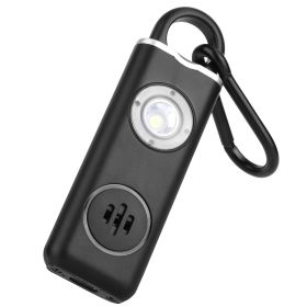 Rechargeable Personal Safety Alarm Portable 130dB Self-defense Siren with Strobe Light LED Light Carabiner Emergency Escape Tool for Women Kids Elderl (Option: SafetyAlarm Black)