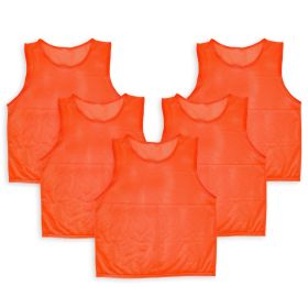 5Pcs Mesh Scrimmage Vests Soccer Basketball Team Training Pinnies Jerseys Shirt Adult Plus Size (Option: Bibs OrangeAdultPlus)