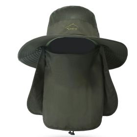 Fishing Bucket Hat Wide Brim Breathable Unisex Hat Sunlight-proof Removable Neck Face Fishing Cap For Fishing Hiking Traveling (Option: FishingBucketHat AGreen)
